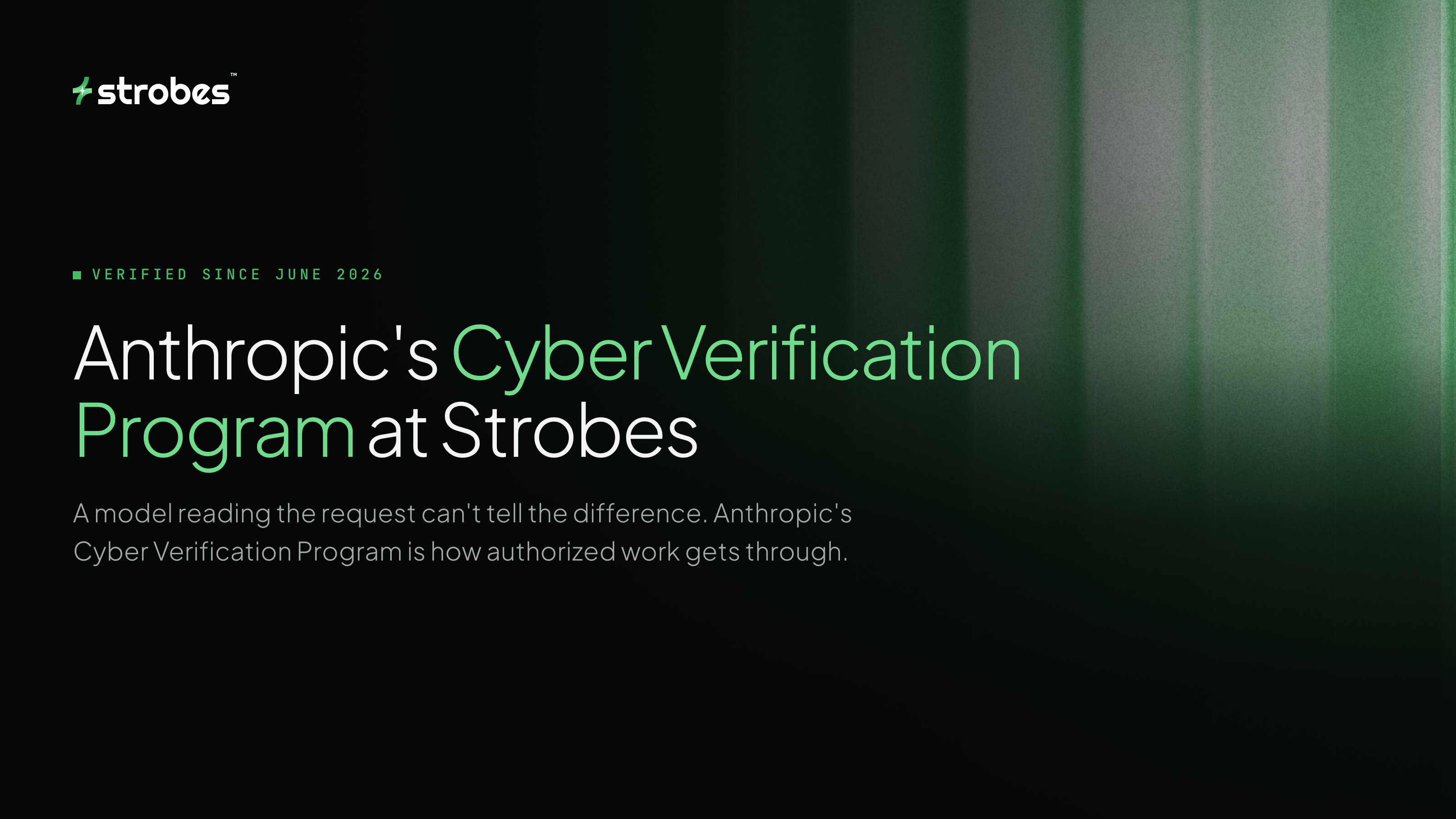 Anthropic Cyber Verification Program at Strobes, verified since June 2026