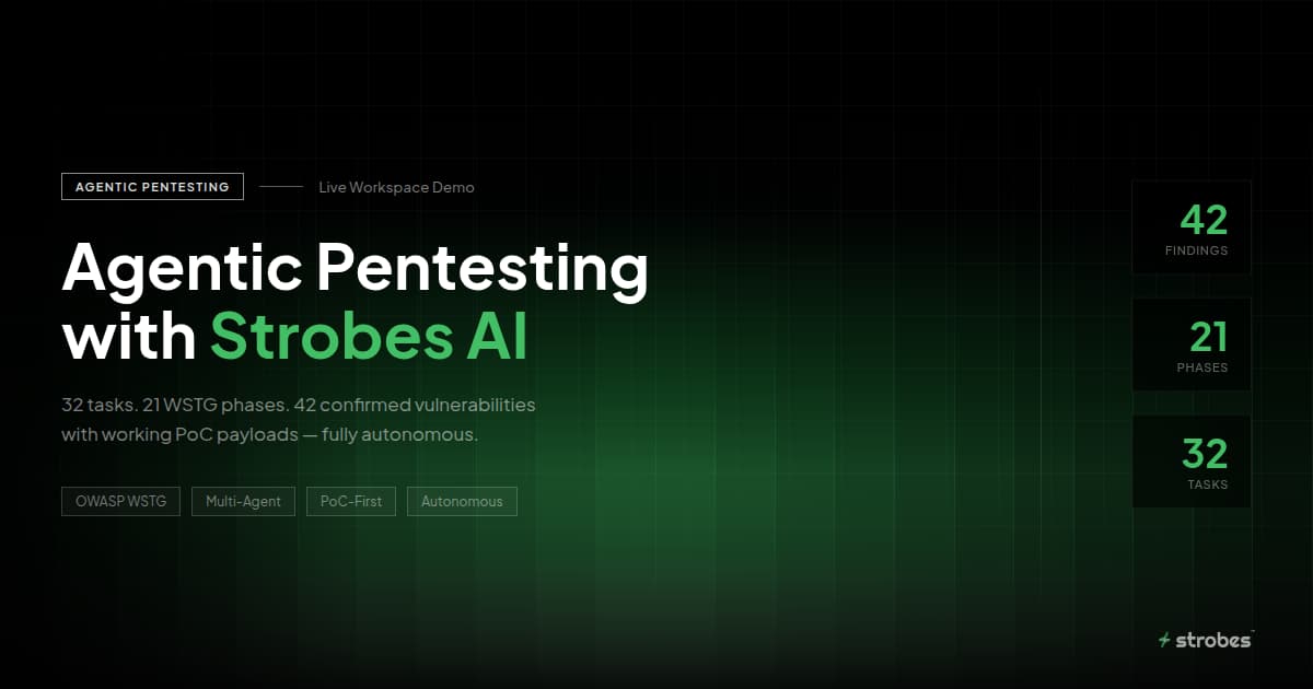 Agentic Pentesting with Strobes AI — 32 tasks, 21 WSTG phases, 42 confirmed vulnerabilities, fully autonomous